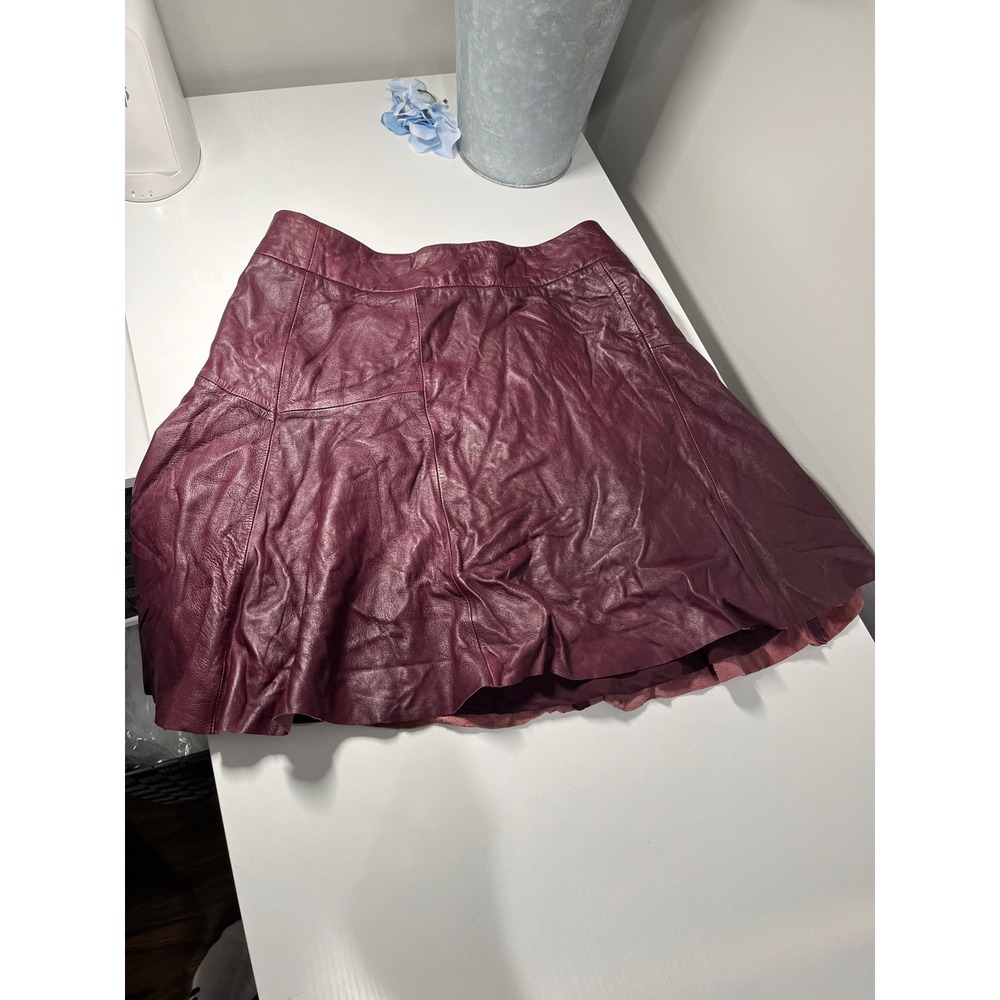 Banana Republic Womens‎ Burgundy Leather mini Skirt Y2K style Size 0